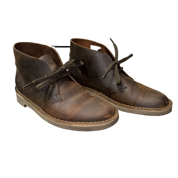 Clarks  Bushacre 3  Dark Brown Leather  Chukka Boots  Men's Size 8.5 - Picture 1 of 8